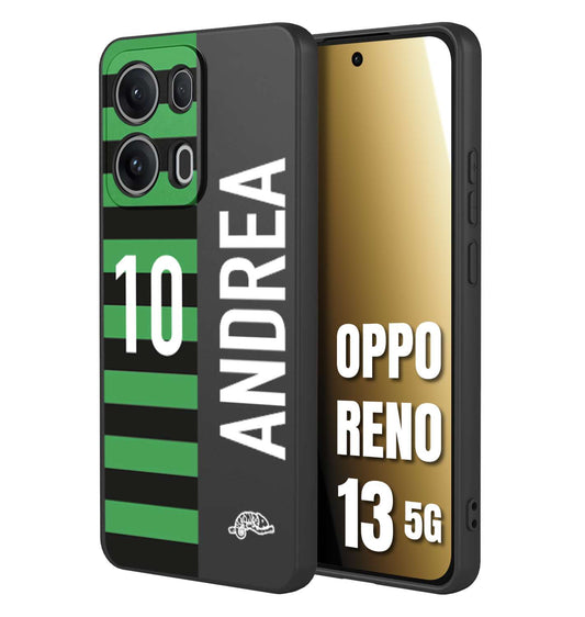 CUSTOMIZZA - Custodia cover nera morbida in tpu compatibile per Oppo Reno 13 5G personalizzata calcio football nome e numero calciatori neroverde