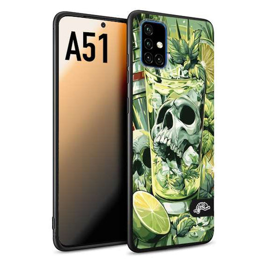 CUSTOMIZZA - Custodia cover nera morbida in tpu compatibile per Samsung A51 Mojito cocktail teschio illustrazione drink lime menta ghiacci tropicale street art