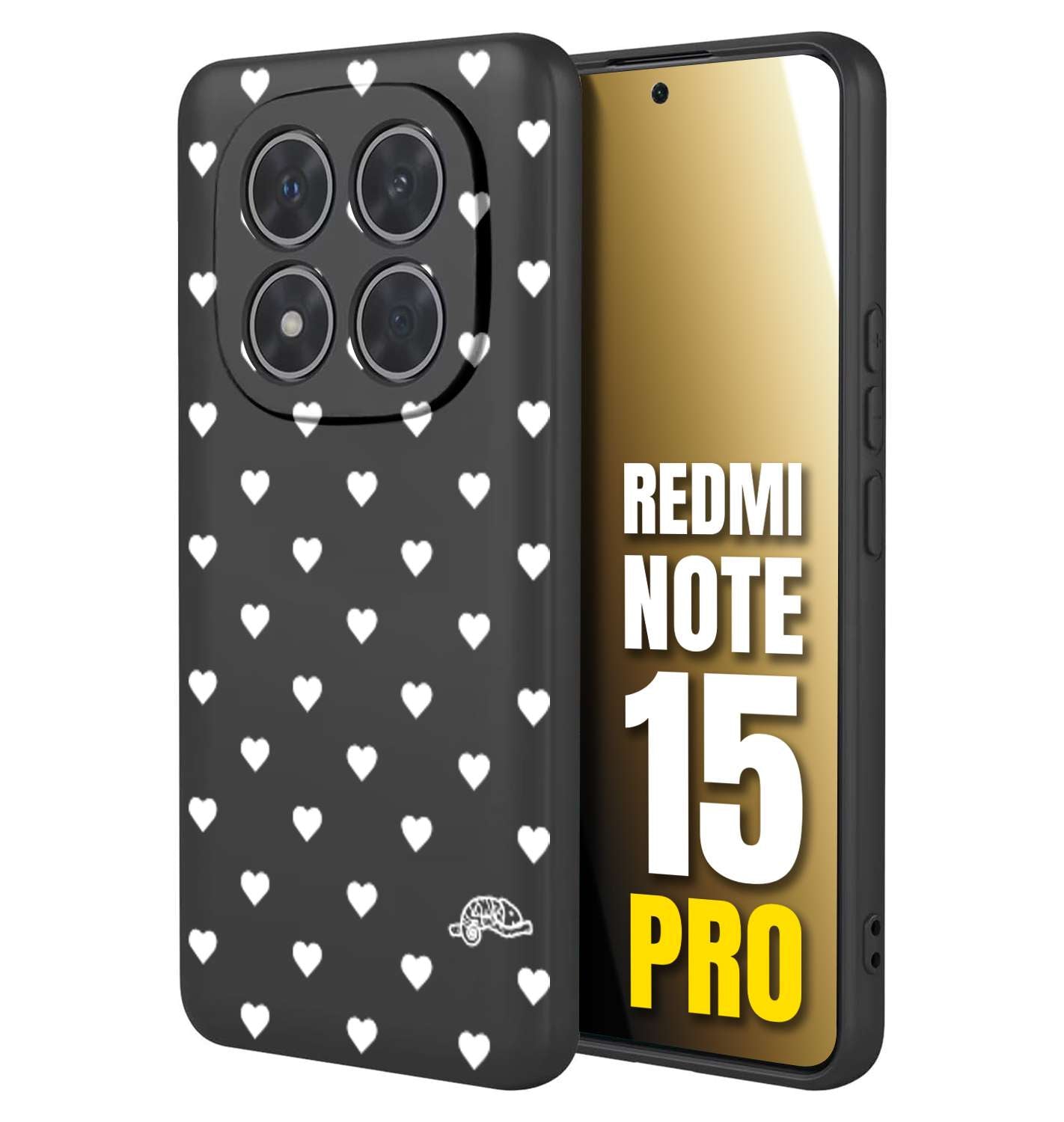 CUSTOMIZZA - Custodia cover nera morbida in tpu compatibile per Xiaomi Redmi Note 15 PRO cuori pois bianchi donna pin up vintage