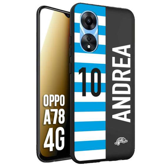 CUSTOMIZZA - Custodia cover nera morbida in tpu compatibile per Oppo A78 4G personalizzata calcio football nome e numero calciatori biancazzurri