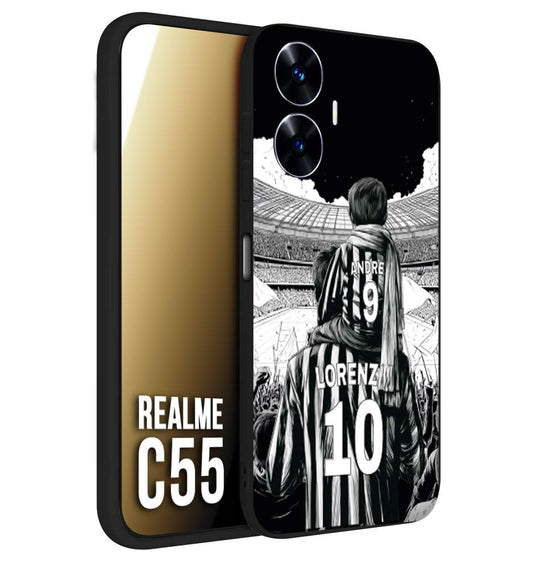 CUSTOMIZZA - Custodia cover nera morbida in tpu compatibile per Realme C55 personalizzata calcio football nome e numero calciatori bianconeri bianca e nera