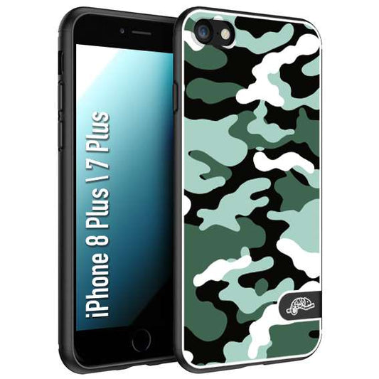 CUSTOMIZZA - Custodia cover nera morbida in tpu compatibile per iPhone 7 Plus - 8 plus camouflage mimetico militare verde green