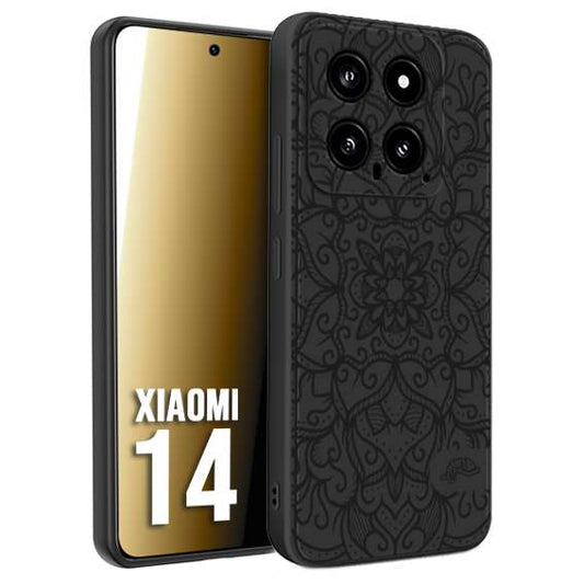 CUSTOMIZZA - Custodia cover nera morbida in tpu compatibile per Xiaomi 14 mandala nero fiore vedo non vedo donna