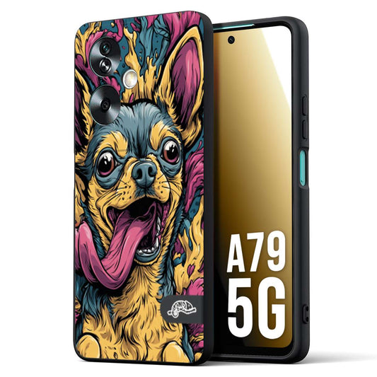 CUSTOMIZZA - Custodia cover nera morbida in tpu compatibile per Oppo A79 5G Chihuahua illustrazione cane pop art cane street art cartone animato