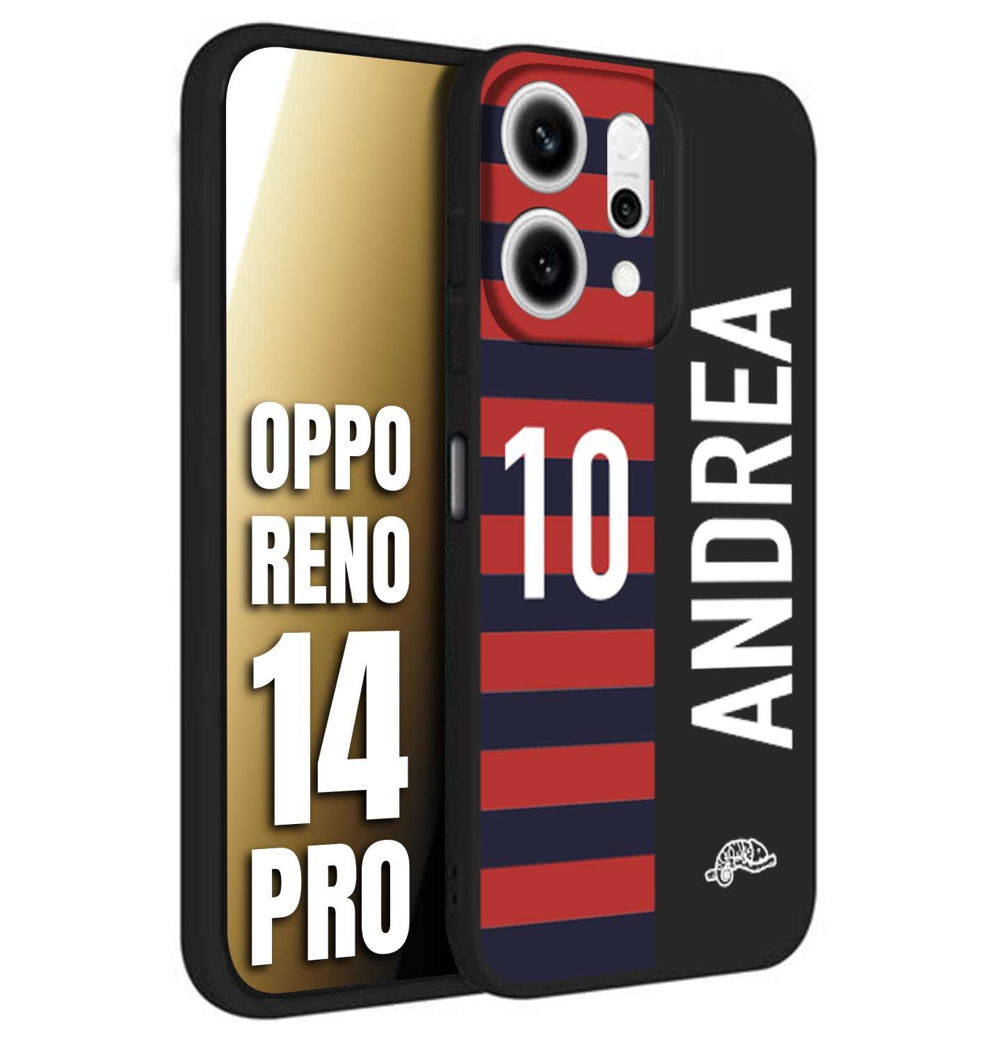 CUSTOMIZZA - Custodia cover nera morbida in tpu compatibile per Oppo Reno 14 PRO personalizzata calcio football nome e numero calciatori rossoblu