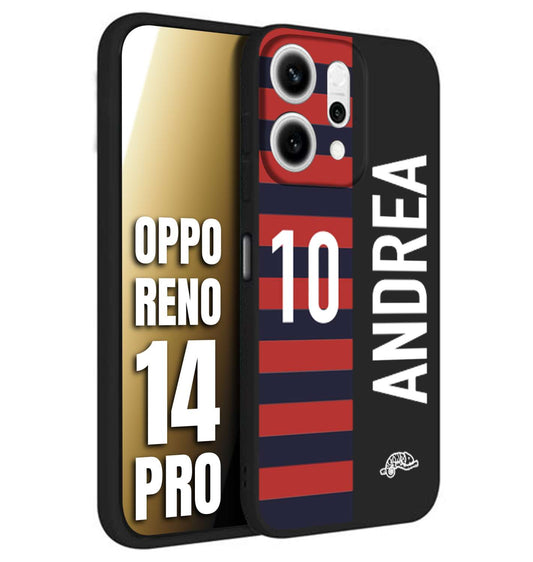 CUSTOMIZZA - Custodia cover nera morbida in tpu compatibile per Oppo Reno 14 PRO personalizzata calcio football nome e numero calciatori rossoblu