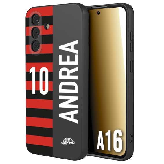CUSTOMIZZA - Custodia cover nera morbida in tpu compatibile per Samsung A16 personalizzata calcio football nome e numero calciatori rossonera