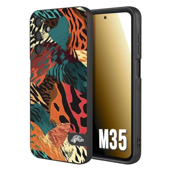CUSTOMIZZA - Custodia cover nera morbida in tpu compatibile per Samsung M35 leopardato tigrato tiger colorata summer arancio verde fucsia