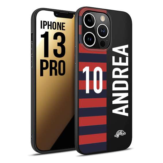 CUSTOMIZZA - Custodia cover nera morbida in tpu compatibile per iPhone 13 PRO personalizzata calcio football nome e numero calciatori rossoblu