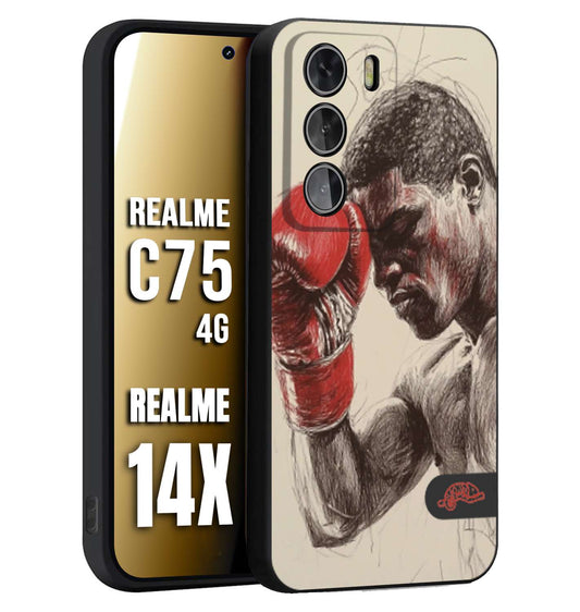 CUSTOMIZZA - Custodia cover nera morbida in tpu compatibile per Realme 14X - C75 4G pugilato pugili disegno tattoo guantoni boxer pesi massimi