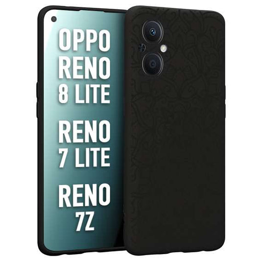 CUSTOMIZZA - Custodia cover nera morbida in tpu compatibile per Oppo Reno 7 Lite - 8 Lite - 7Z mandala nero fiore vedo non vedo donna