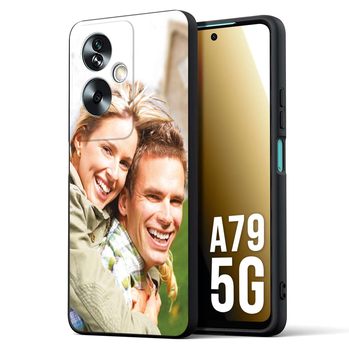 CUSTOMIZZA - Custodia cover nera morbida in tpu compatibile per Oppo A79 5G personalizzata con foto immagine scritta a piacere