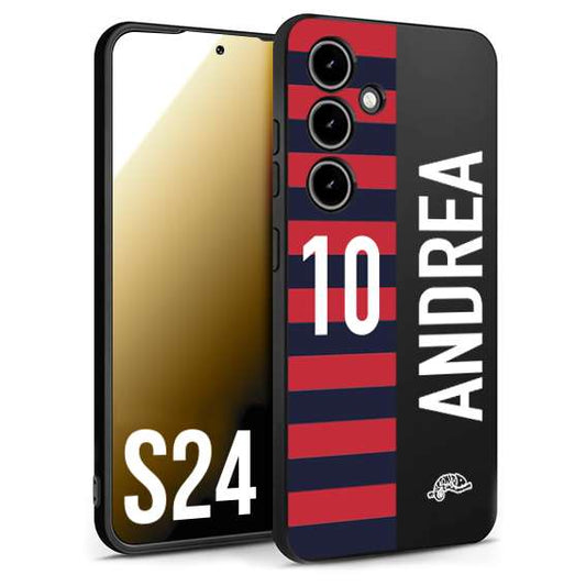 CUSTOMIZZA - Custodia cover nera morbida in tpu compatibile per Samsung S24 personalizzata calcio football nome e numero calciatori rossoblu