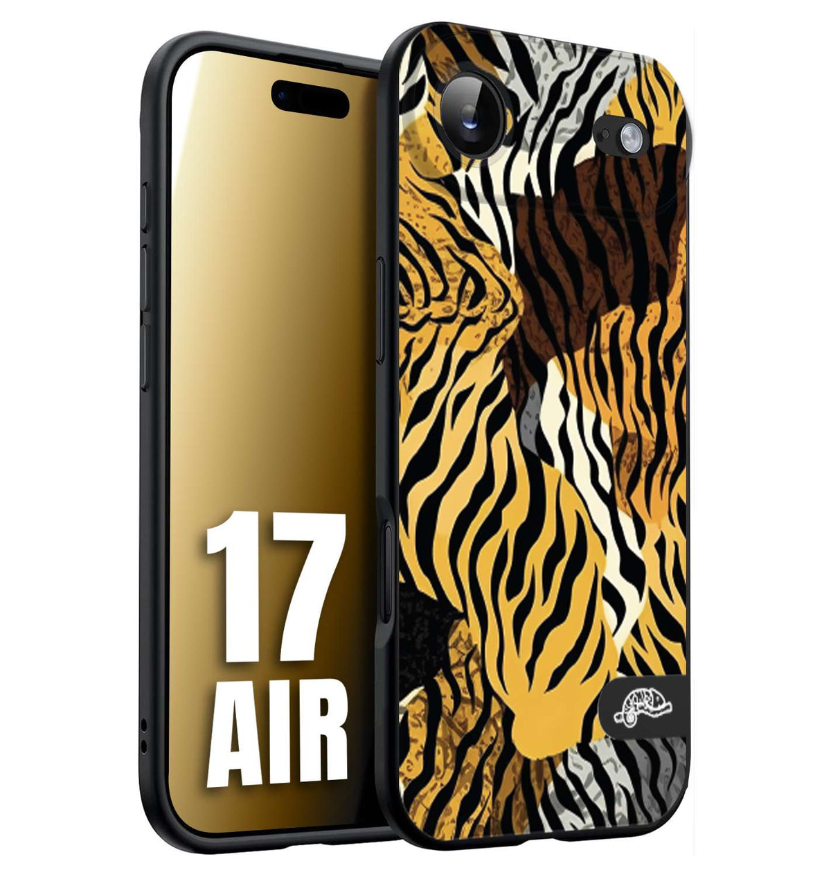 CUSTOMIZZA - Custodia cover nera morbida in tpu compatibile per iPhone 17 AIR leopardato tigrato tiger colorata donna fashion estate