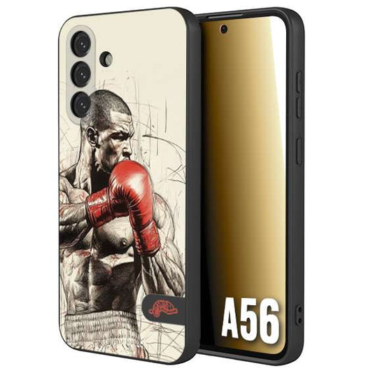 CUSTOMIZZA - Custodia cover nera morbida in tpu compatibile per Samsung A56 5G pugilato pugili disegno tattoo guantoni box sport ring