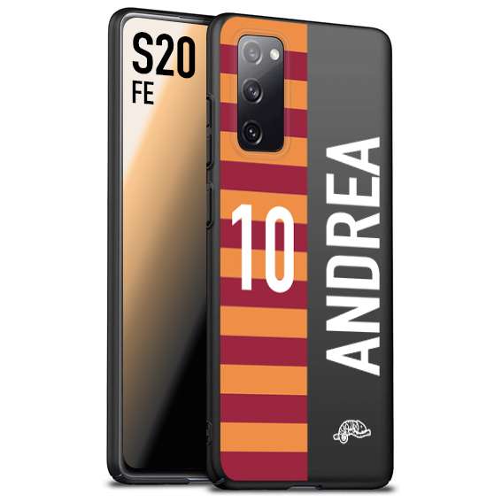 CUSTOMIZZA - Custodia cover nera morbida in tpu compatibile per Samsung S20 FE personalizzata calcio football nome e numero calciatori giallo rossi