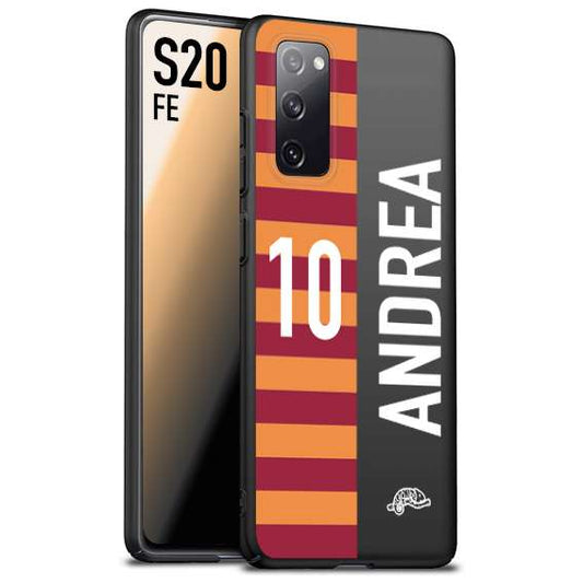 CUSTOMIZZA - Custodia cover nera morbida in tpu compatibile per Samsung S20 FE personalizzata calcio football nome e numero calciatori giallo rossi