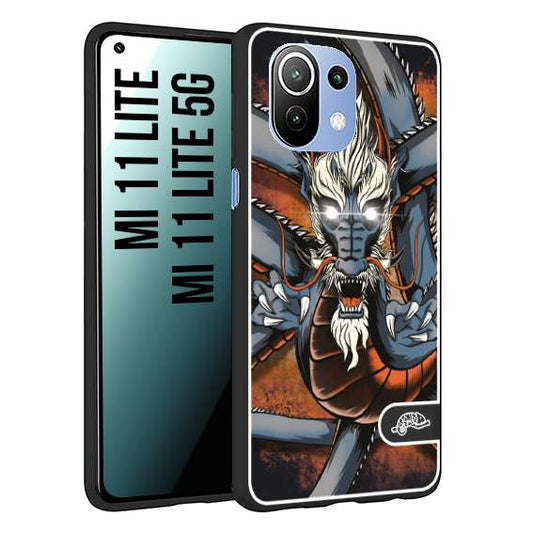 CUSTOMIZZA - Custodia cover nera morbida in tpu compatibile per Xiaomi Mi 11 Lite / Mi 11 Lite 5G drago giapponese tattoo japan dragon