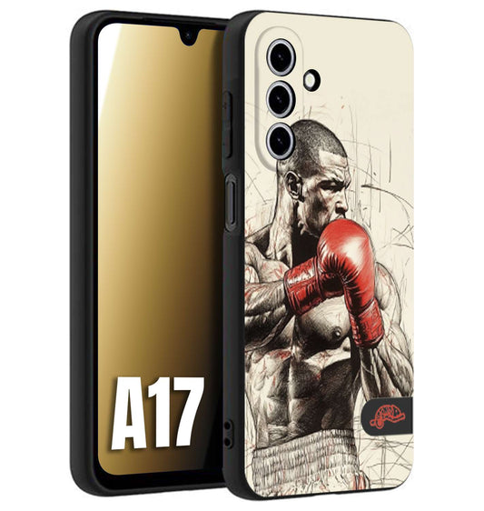 CUSTOMIZZA - Custodia cover nera morbida in tpu compatibile per Samsung A17 pugilato pugili disegno tattoo guantoni box sport ring