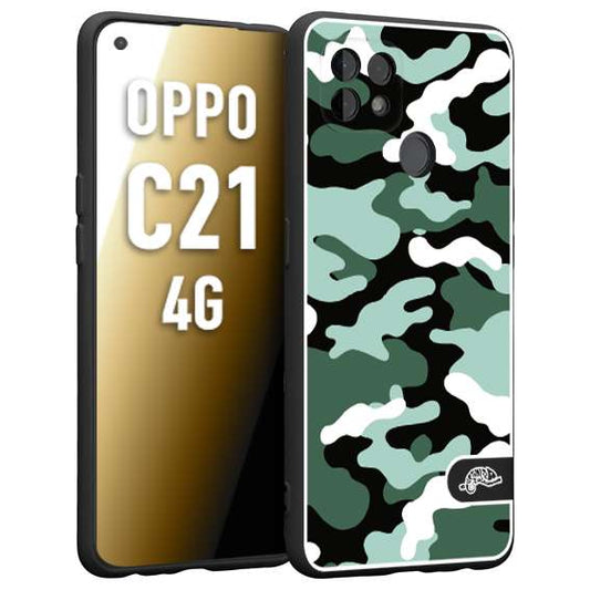 CUSTOMIZZA - Custodia cover nera morbida in tpu compatibile per Realme C21 4G camouflage mimetico militare verde green