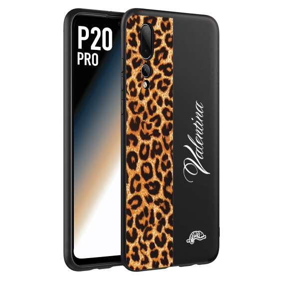 CUSTOMIZZA - Custodia cover nera morbida in tpu compatibile per Huawei P20 PRO custom nome scritta leopardato maculato donna marrone leopard