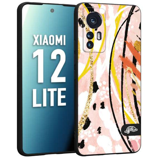 CUSTOMIZZA - Custodia cover nera morbida in tpu compatibile per Xiaomi 12 LITE fiori astratti donna zebrato leopardato fantasia dorata gialla rosa colorata