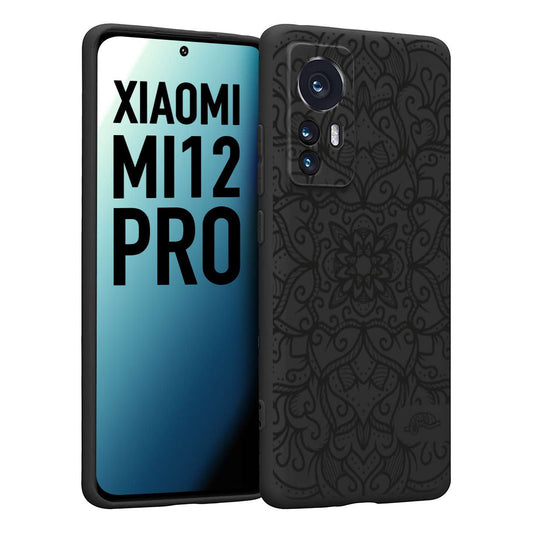 CUSTOMIZZA - Custodia cover nera morbida in tpu compatibile per Xiaomi 12 PRO mandala nero fiore vedo non vedo donna