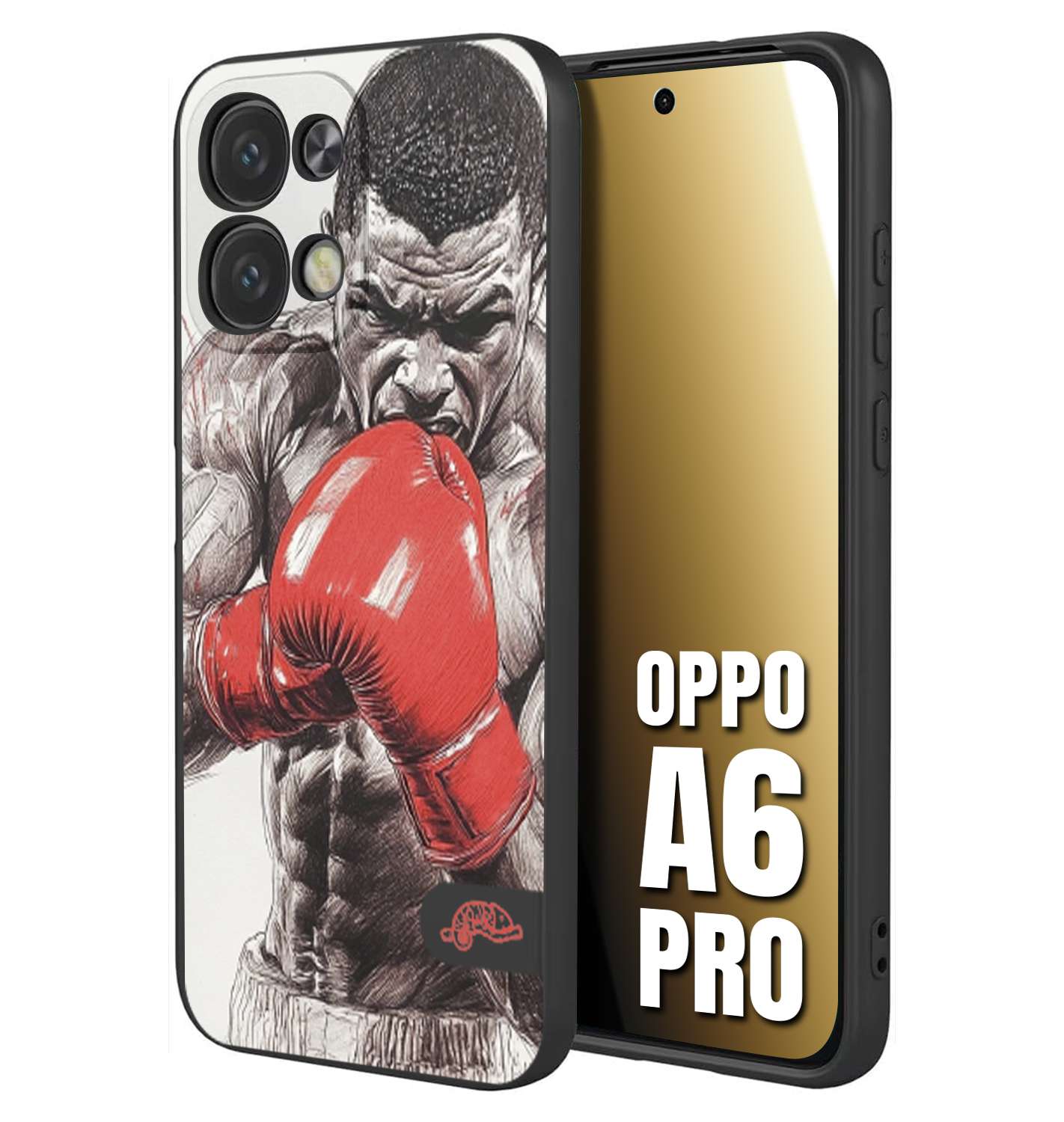 CUSTOMIZZA - Custodia cover nera morbida in tpu compatibile per Oppo A6 PRO pugilato pugili disegno tattoo guantoni box pesi massimi gancio