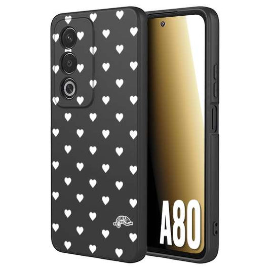 CUSTOMIZZA - Custodia cover nera morbida in tpu compatibile per Oppo A80 cuori pois bianchi donna pin up vintage