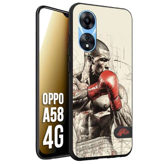 CUSTOMIZZA - Custodia cover nera morbida in tpu compatibile per Oppo A58 4G pugilato pugili disegno tattoo guantoni box sport ring