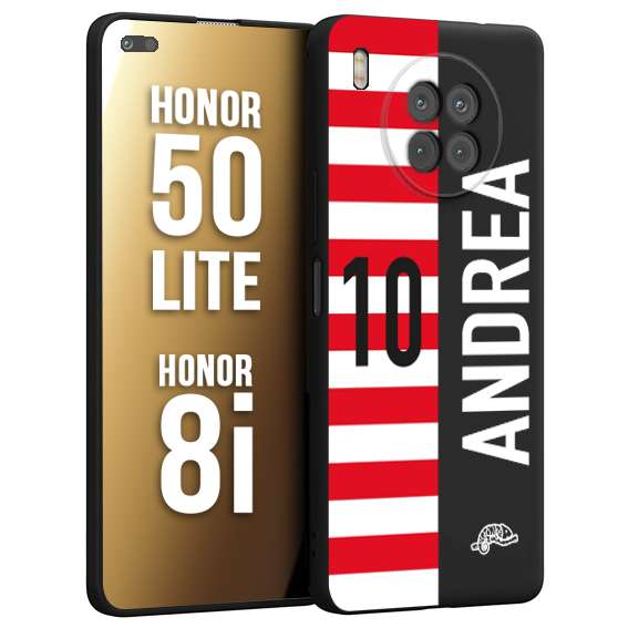 CUSTOMIZZA - Custodia cover nera morbida in tpu compatibile per Honor 8i - Honor 50 LITE personalizzata calcio football nome e numero calciatori bianco rossa