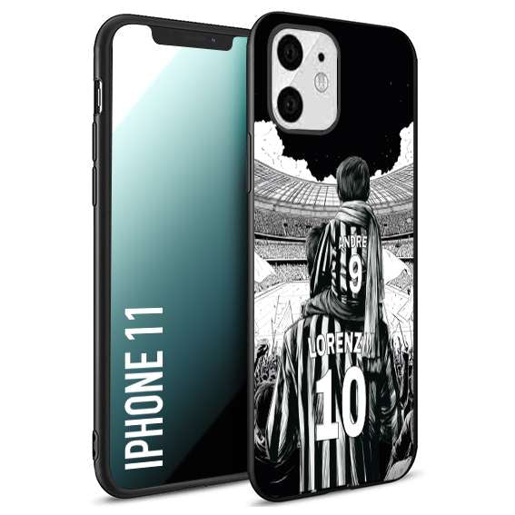 CUSTOMIZZA - Custodia cover nera morbida in tpu compatibile per iPhone 11 personalizzata calcio football nome e numero calciatori bianconeri bianca e nera