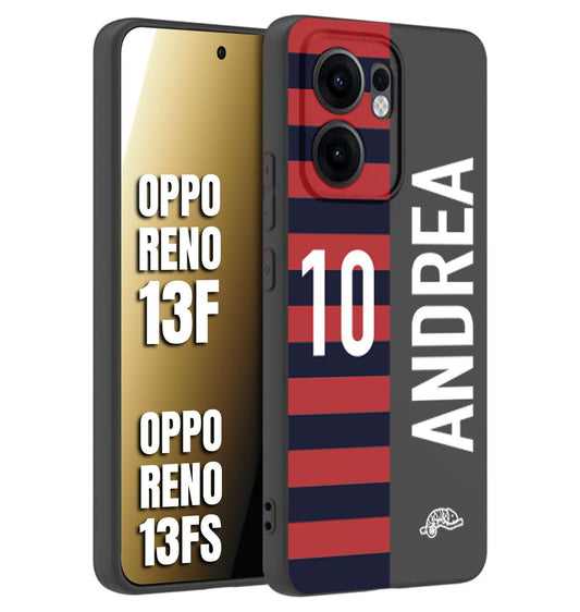 CUSTOMIZZA - Custodia cover nera morbida in tpu compatibile per Oppo Reno 13 F personalizzata calcio football nome e numero calciatori rossoblu