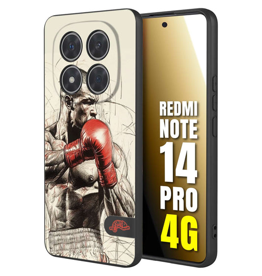 CUSTOMIZZA - Custodia cover nera morbida in tpu compatibile per Xiaomi Redmi Note 14 PRO 4G pugilato pugili disegno tattoo guantoni box sport ring