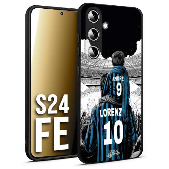 CUSTOMIZZA - Custodia cover nera morbida in tpu compatibile per Samsung S24 FE personalizzata calcio football padre e figlio calciatori nerazzurra