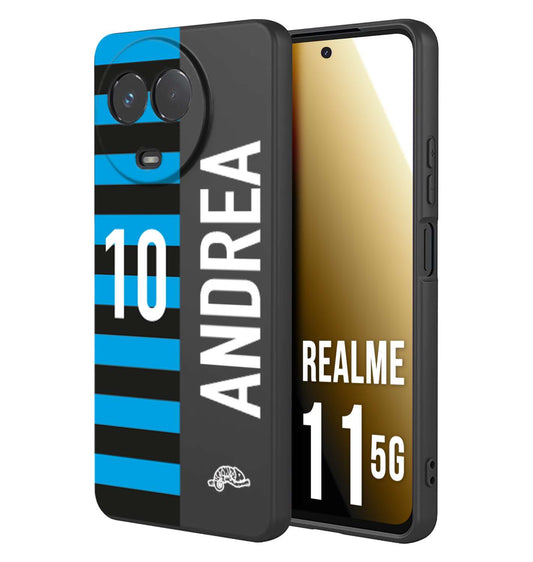 CUSTOMIZZA - Custodia cover nera morbida in tpu compatibile per Oppo Realme 11 5G personalizzata calcio football nome e numero calciatori nerazzurra