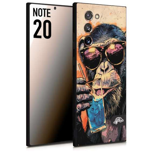 CUSTOMIZZA - Custodia cover nera morbida in tpu compatibile per Samsung NOTE 20 estate disegnata cocktails animali simpatici scimmia monkey negroni