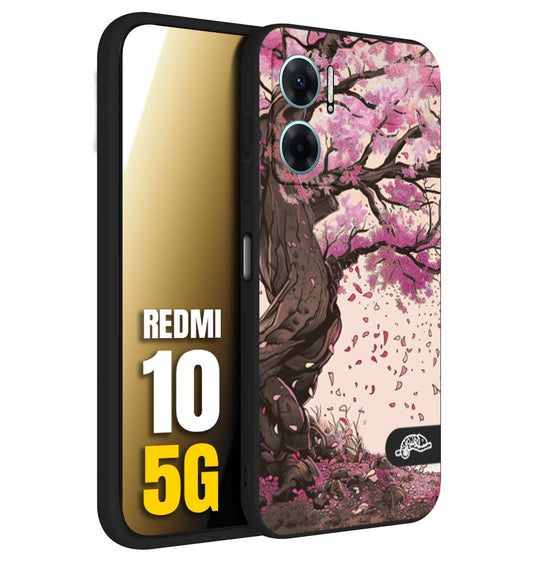 CUSTOMIZZA - Custodia cover nera morbida in tpu compatibile per Xiaomi Redmi 10 5G giapponese colori morbidi fiori di ciliegio rosa disegnata