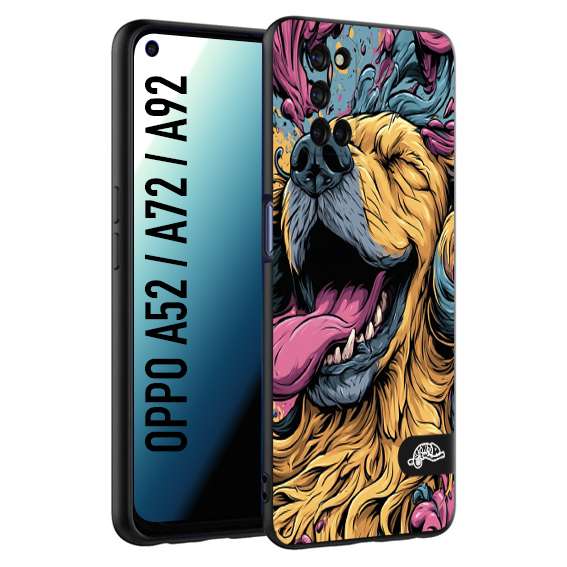 CUSTOMIZZA - Custodia cover nera morbida in tpu compatibile per Oppo A52 - A72 - A92 Golden Retriever illustrazione cane pop art cane street art cartone animato