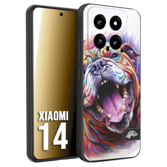 CUSTOMIZZA - Custodia cover nera morbida in tpu compatibile per Xiaomi 14 animali color bulldog cane dog colori vibranti disegnato schizzo