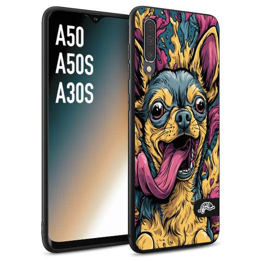 CUSTOMIZZA - Custodia cover nera morbida in tpu compatibile per Samsung A50 - A50S - A30S Chihuahua illustrazione cane pop art cane street art cartone animato
