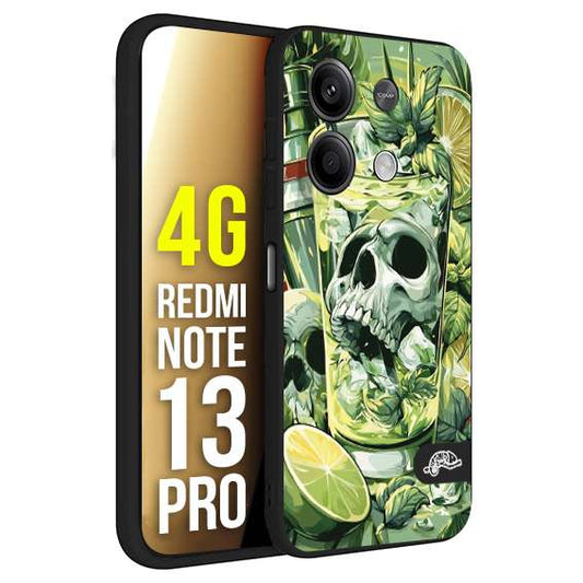 CUSTOMIZZA - Custodia cover nera morbida in tpu compatibile per Xiaomi Redmi Note 13 PRO 4G Mojito cocktail teschio illustrazione drink lime menta ghiacci tropicale street art