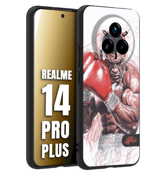 CUSTOMIZZA - Custodia cover nera morbida in tpu compatibile per Realme 14 PRO PLUS pugilato pugili disegno tattoo guantoni boxer pesi massimi iron mike