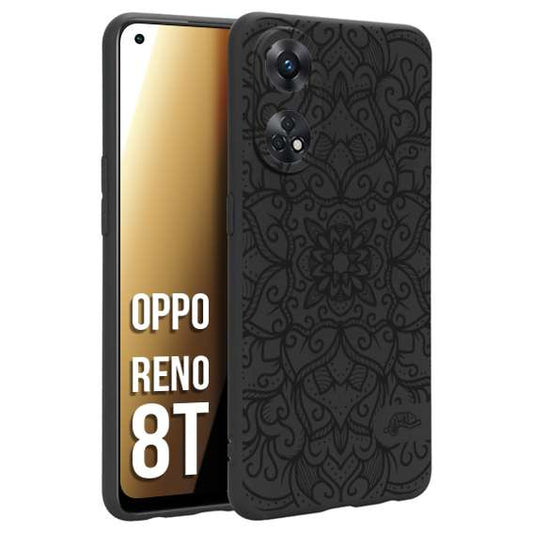 CUSTOMIZZA - Custodia cover nera morbida in tpu compatibile per Oppo Reno 8T mandala nero fiore vedo non vedo donna