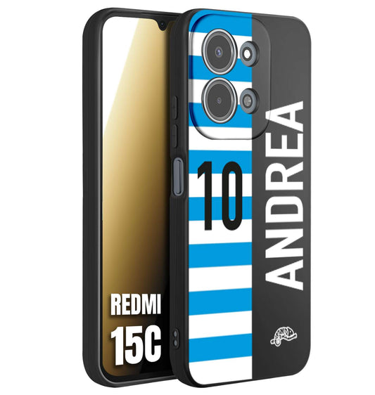 CUSTOMIZZA - Custodia cover nera morbida in tpu compatibile per Xiaomi Redmi 15C personalizzata calcio football nome e numero calciatori biancazzurri