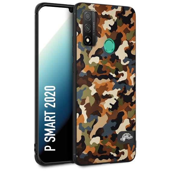 CUSTOMIZZA - Custodia cover nera morbida in tpu compatibile per Huawei P Smart 2020 camouflage mimetico militare moderno blu marrone beige