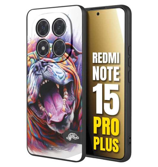 CUSTOMIZZA - Custodia cover nera morbida in tpu compatibile per Xiaomi Redmi Note 15 PRO PLUS animali color bulldog cane dog colori vibranti disegnato schizzo