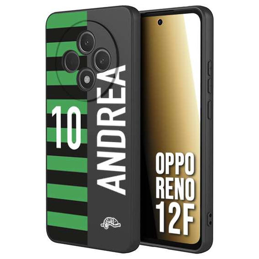 CUSTOMIZZA - Custodia cover nera morbida in tpu compatibile per Oppo Reno 12F personalizzata calcio football nome e numero calciatori neroverde