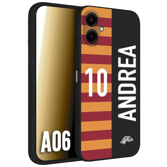 CUSTOMIZZA - Custodia cover nera morbida in tpu compatibile per Samsung A06 personalizzata calcio football nome e numero calciatori giallo rossi