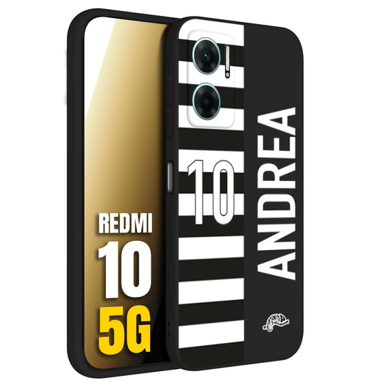 CUSTOMIZZA - Custodia cover nera morbida in tpu compatibile per Xiaomi Redmi 10 5G personalizzata calcio football nome e numero calciatori bianconera